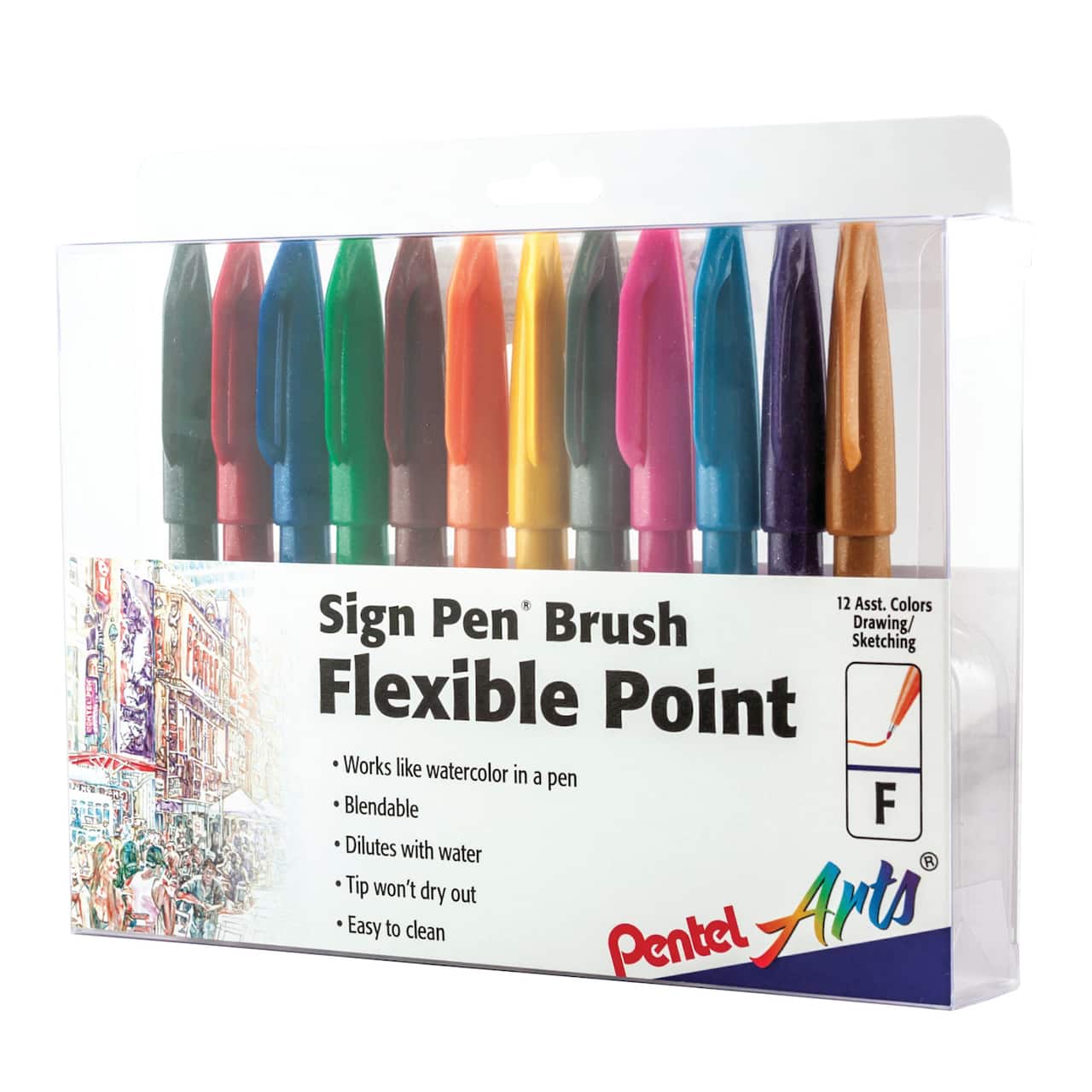 Pentel® Sign Pen® Brush Flexible Point 12 Set